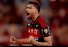 Sorteios abrem rotas para duelos brasileiros nas oitavas da Libertadores e na Sul-Americana Sorteio O meia Lucas Paqueta celebra o seu gol na vitória sobre o Cusco; Rubro-Negro é o líder geral da fase de grupos