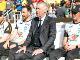 Por que Carlo Ancelotti pode ser o técnico capaz de devolver o Brasil ao topo? Ancelotti Francesco Mauri, Davide Ancelotti, Carlo Ancelotti e Paul Clement no banco de reservas