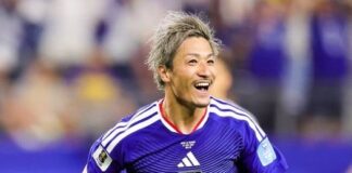 Brasil Daizen Maeda comemora o seu gol