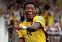 Equador Decisivo para a vaga, Gonzalo Plata explode de alegria no gol da vitória de virada do Equador sobre a Alemanha