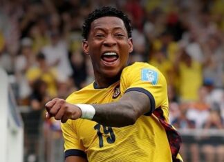 Equador Decisivo para a vaga, Gonzalo Plata explode de alegria no gol da vitória de virada do Equador sobre a Alemanha