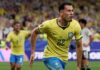 Brasil Gabriel Martinelli corre para comemorar o seu gol da classificação