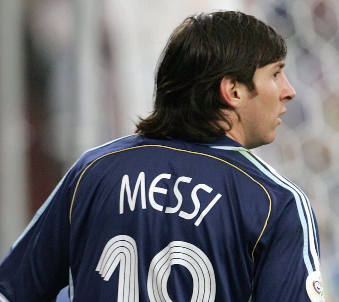 Copa Messi em ação na sua primeira Copa do Mundo, quando fez o seu gol que deu início à artilharia em Copas