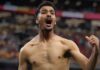 Egito Hossam Abdelmaguid comemora a classificação