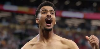 Egito Hossam Abdelmaguid comemora a classificação