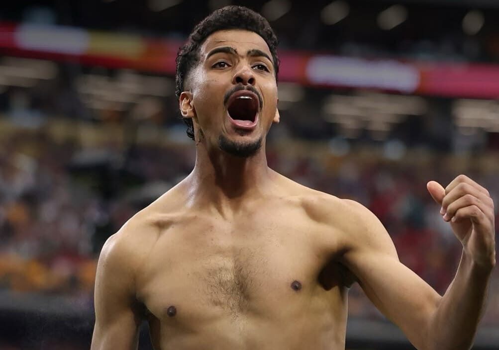 Egito Hossam Abdelmaguid comemora a classificação