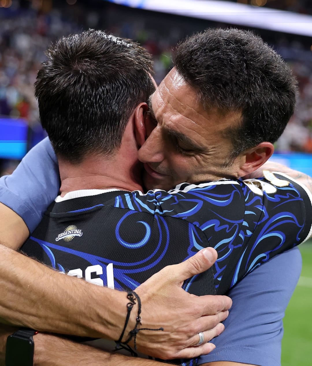 Messi e o técnico Scaloni