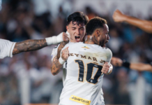 Com Neymar e Gabigol descansados, Santos só empata com Mirassol e desperdiça chance de ouro para abrir distância do Z4 Santos Neymar e Barreal comemoram o gol de empate