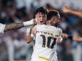 Com Neymar e Gabigol descansados, Santos só empata com Mirassol e desperdiça chance de abrir distância do Z4 Santos Neymar e Barreal comemoram o gol de empate